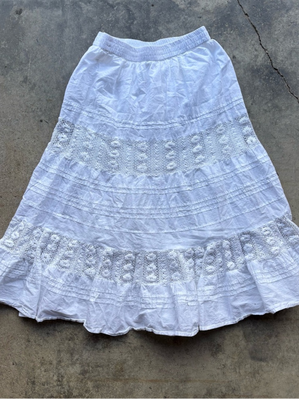 Solitaire White Tiered Eyelet Maxi Skirt